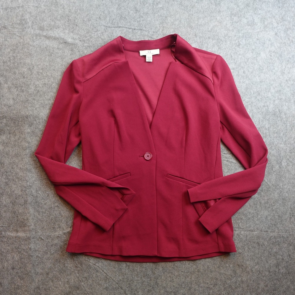 Halston Blazer Womens Extra Small Pink One Button Collarless Split Cuff Office‎